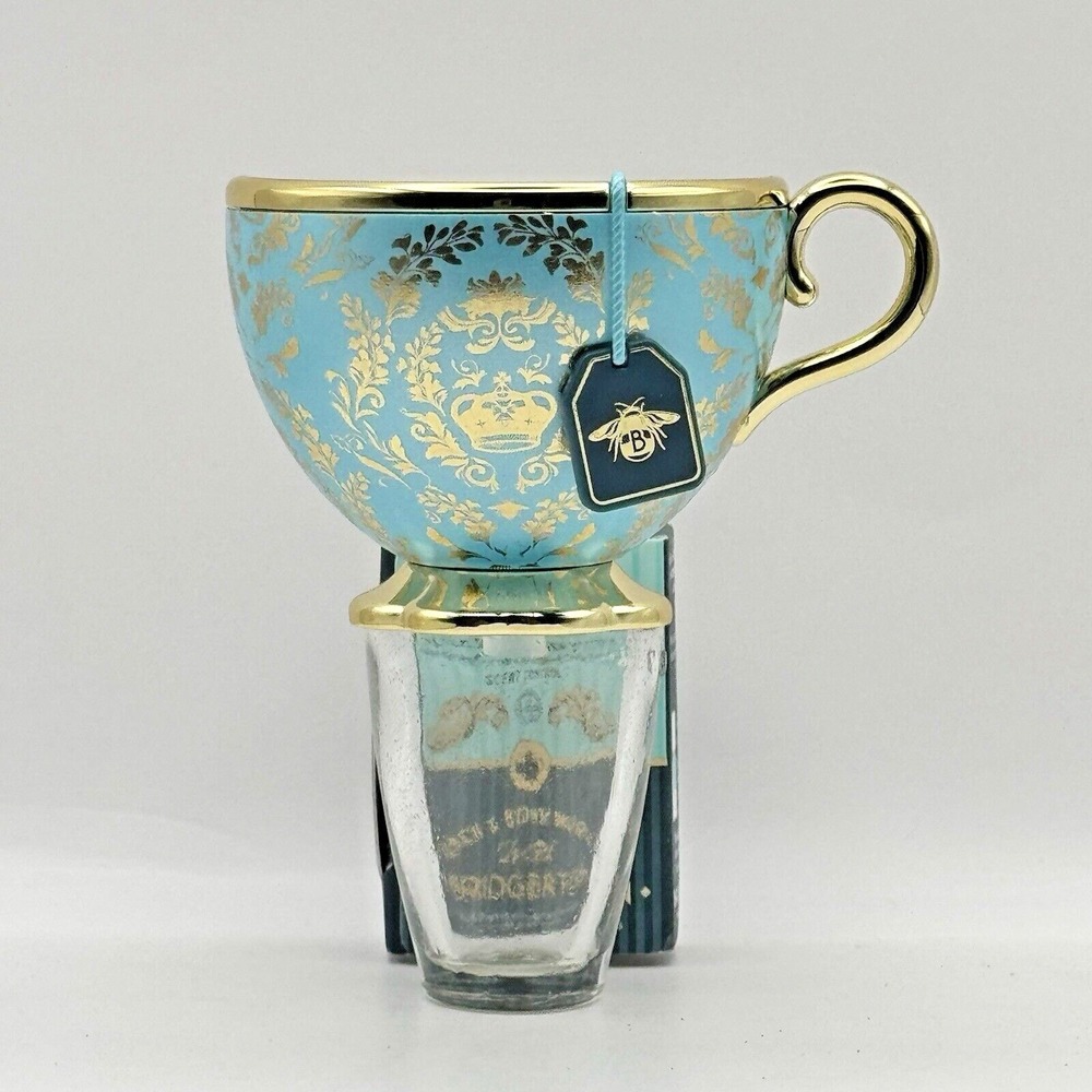 Bath & Body Works Bridgerton Tea Cup Wallflower Plug Blue Gold New Limited Ed